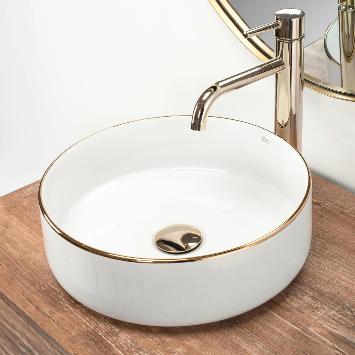 SEMI GOLD EDGE umywalka nablatowa 36 cm biała
