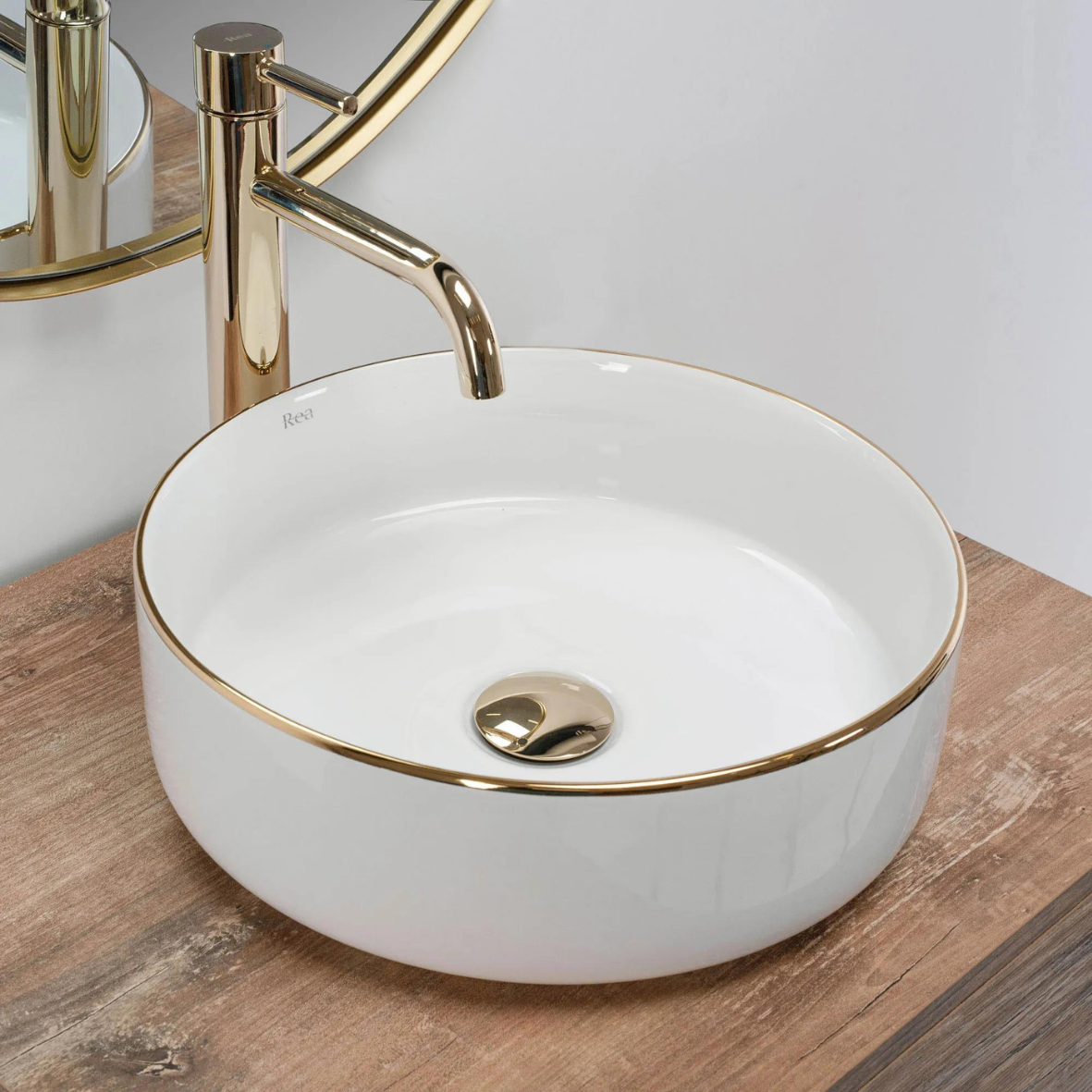 SEMI GOLD EDGE umywalka nablatowa 36 cm biała