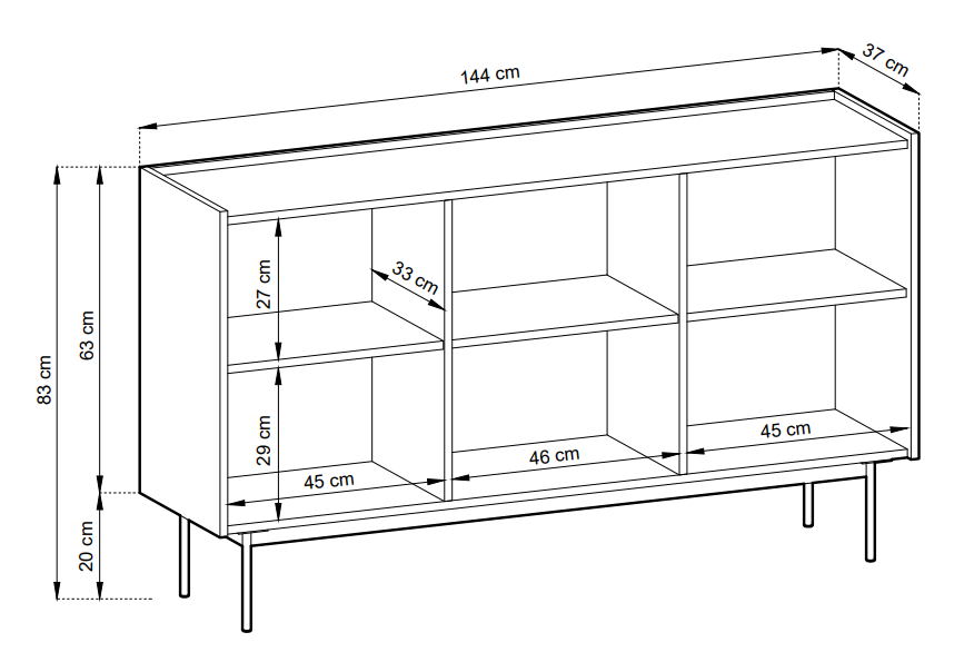Komoda trzydrzwiowa RENO 144 cm