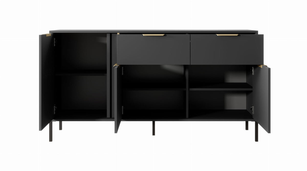 Komoda trzydrzwiowa z szufladami LERO 153cm Antracyt