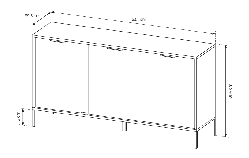 Komoda trzydrzwiowa LERO 153 cm Antracyt