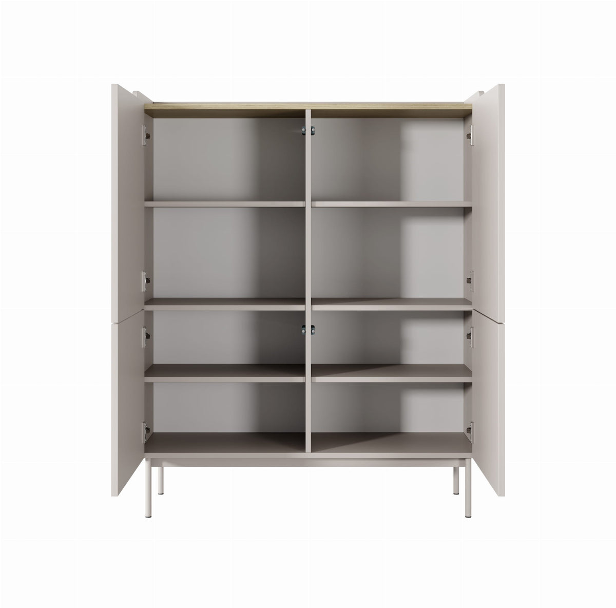 Komoda wysoka ZORA 4D 103 cm Beż/Dąb Scandi