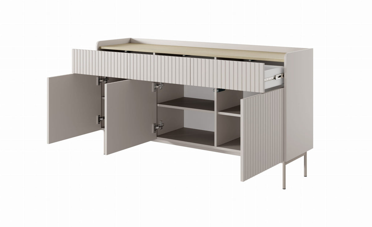 Komoda trzydrzwiowa ZORA 153 cm Beż/Dąb Scandi