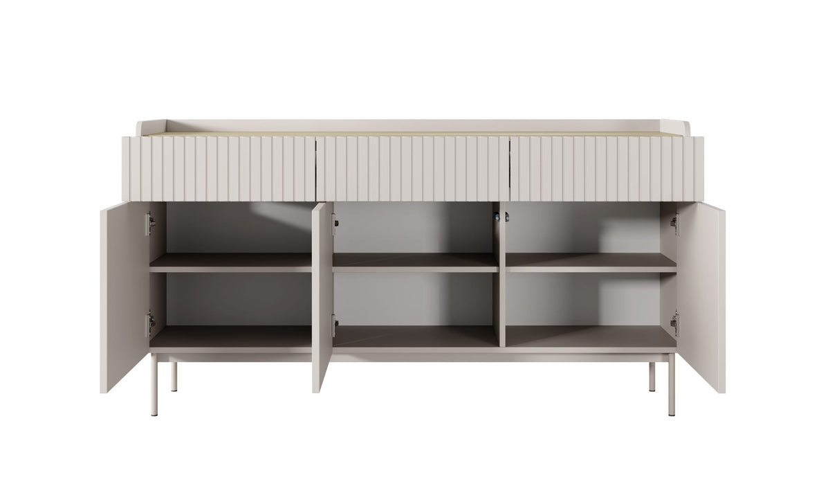 Komoda trzydrzwiowa ZORA 153 cm Beż/Dąb Scandi