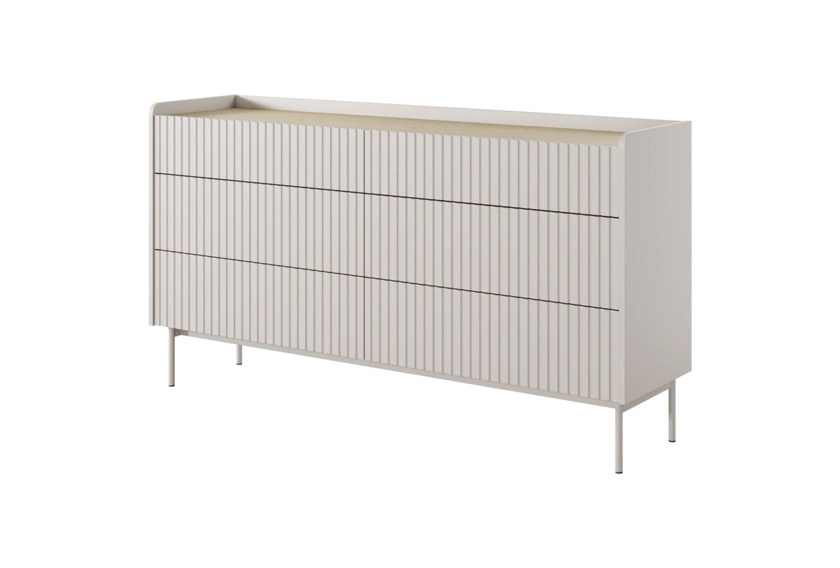 Komoda z szufladami ZORA 153 cm Beż/Dąb Scandi