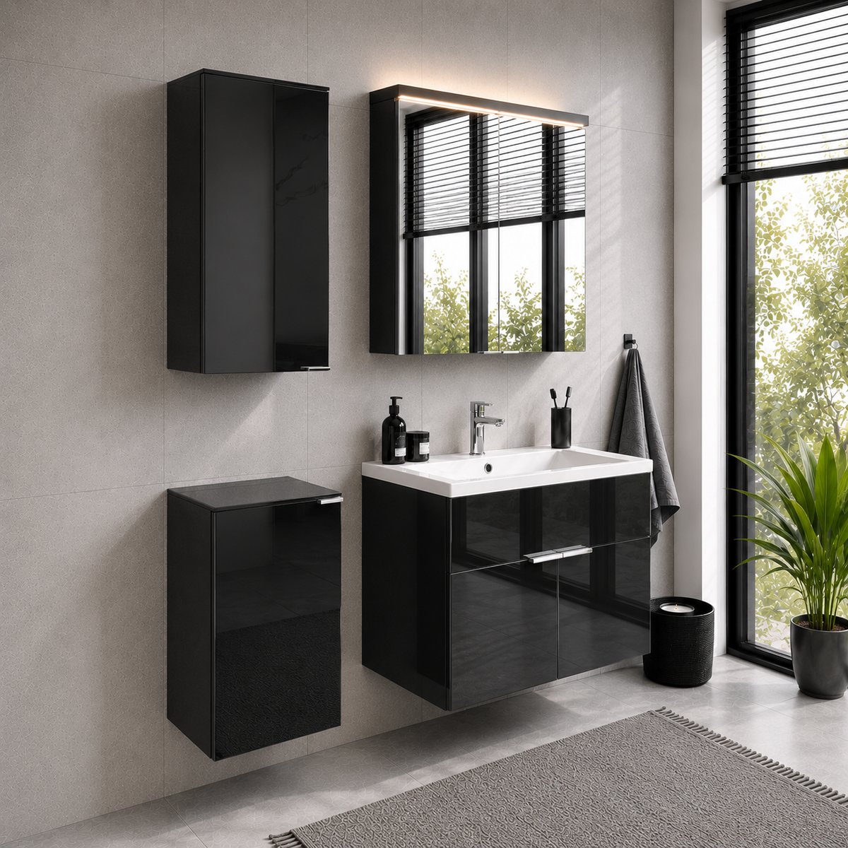 Zestaw mebli do łazienki z umywalką i lustrem ZONE II Antracyt