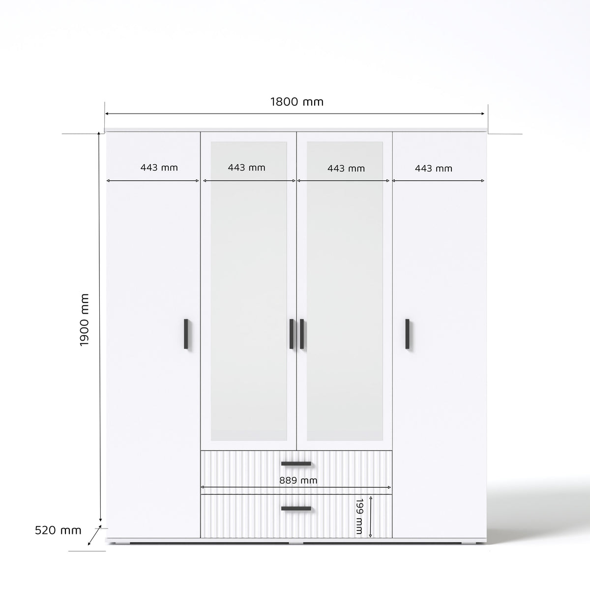 Szafa uchylna z lustrem LUNA 180 cm