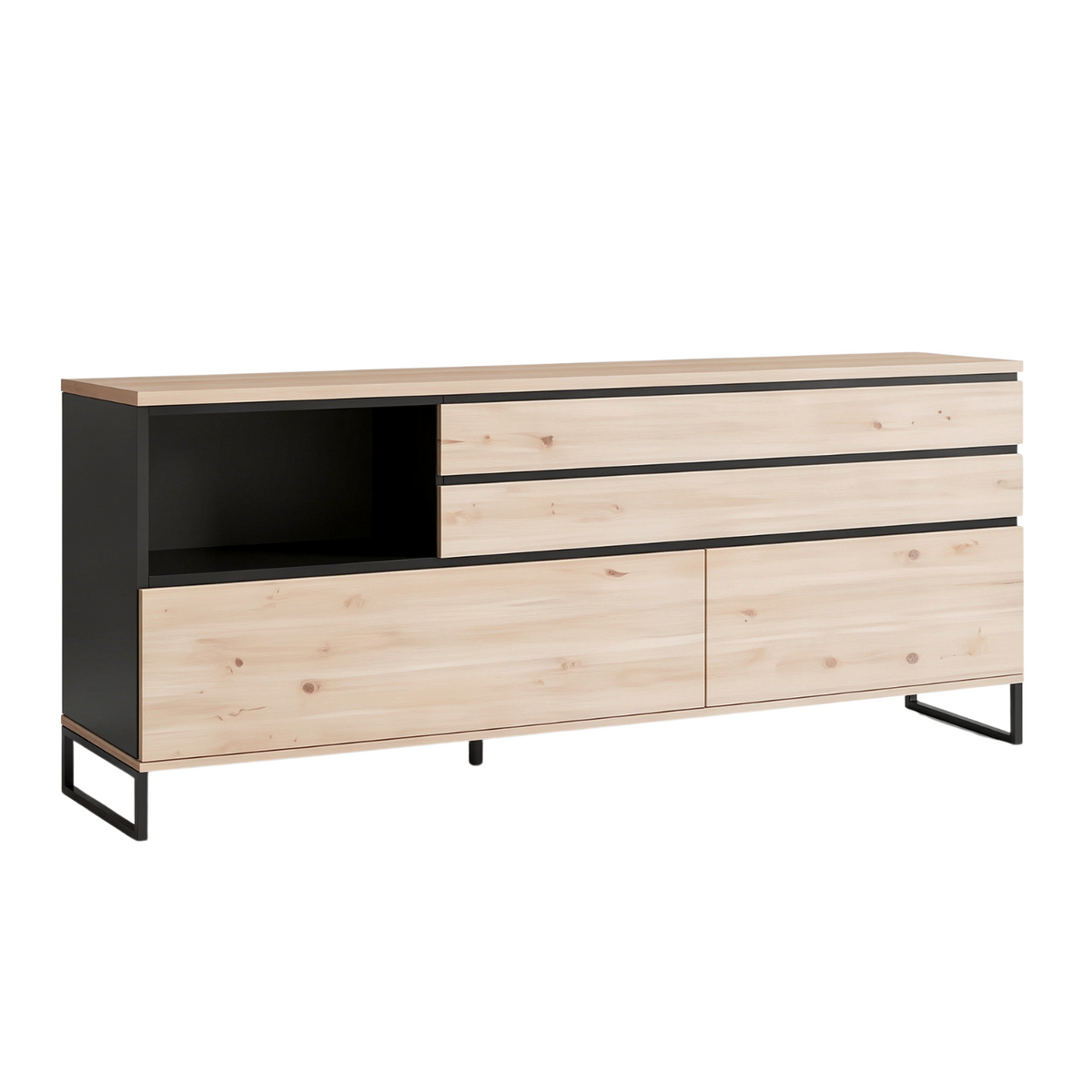 Komoda z szufladami JOVAN 142 cm dąb artisan antracyt