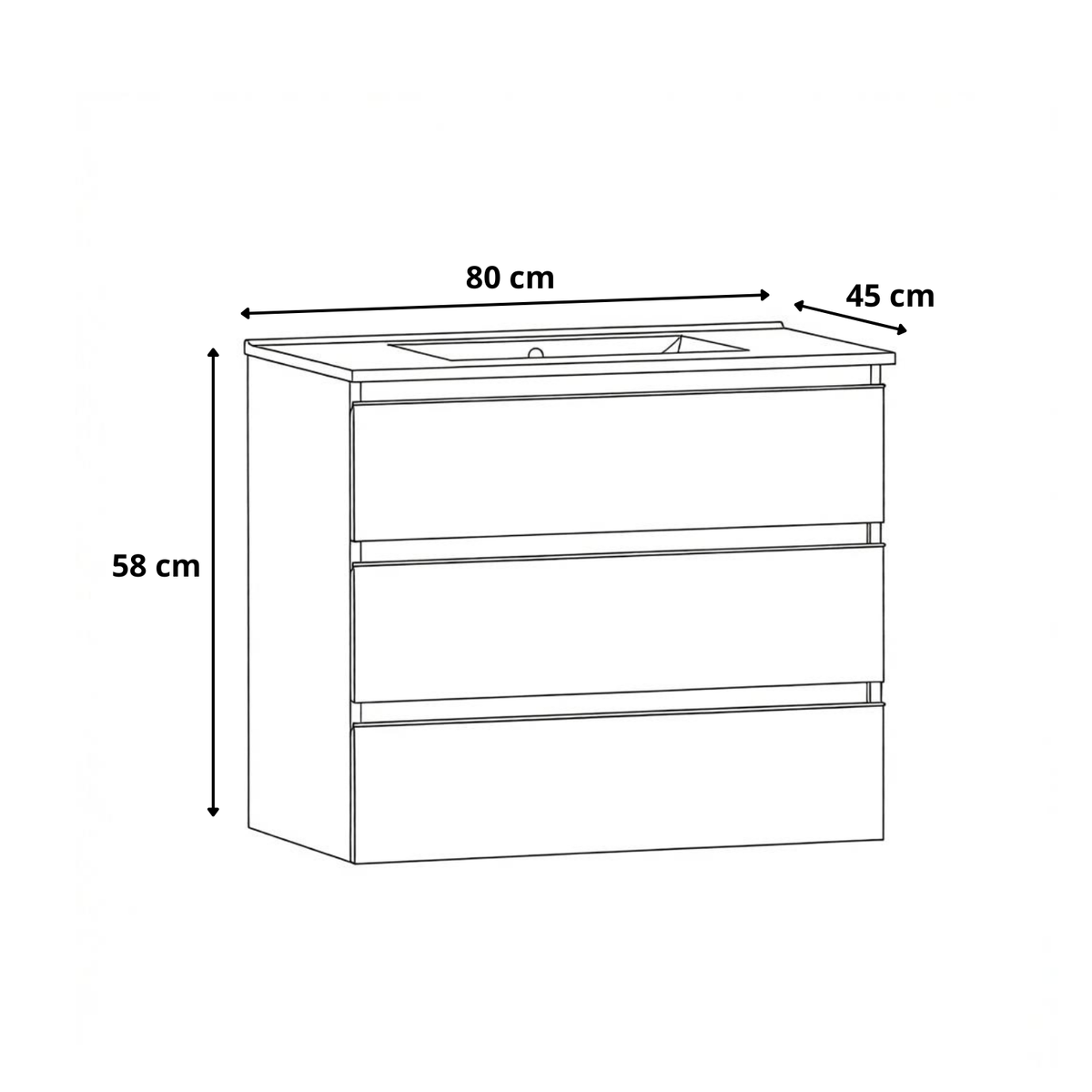 Szafka łazienkowa z umywalką MITO 3S 80 cm