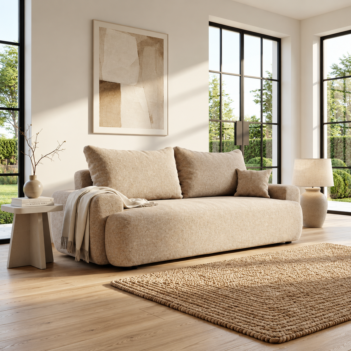 Sofa tapicerowana z funkcją spania BELLA