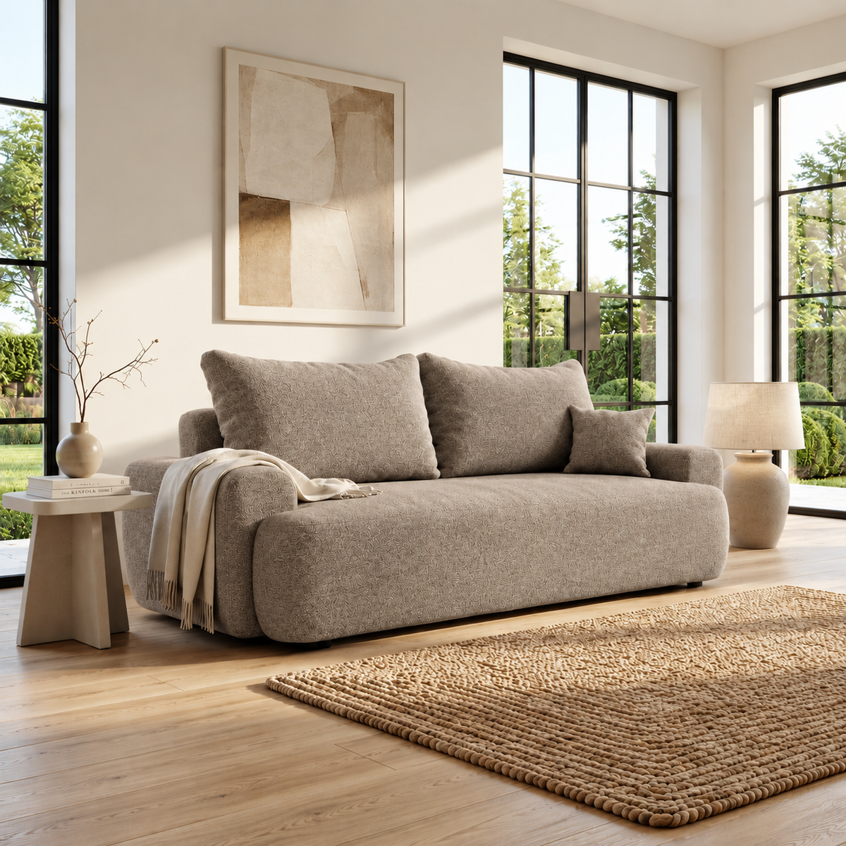 Sofa tapicerowana z funkcją spania BELLA