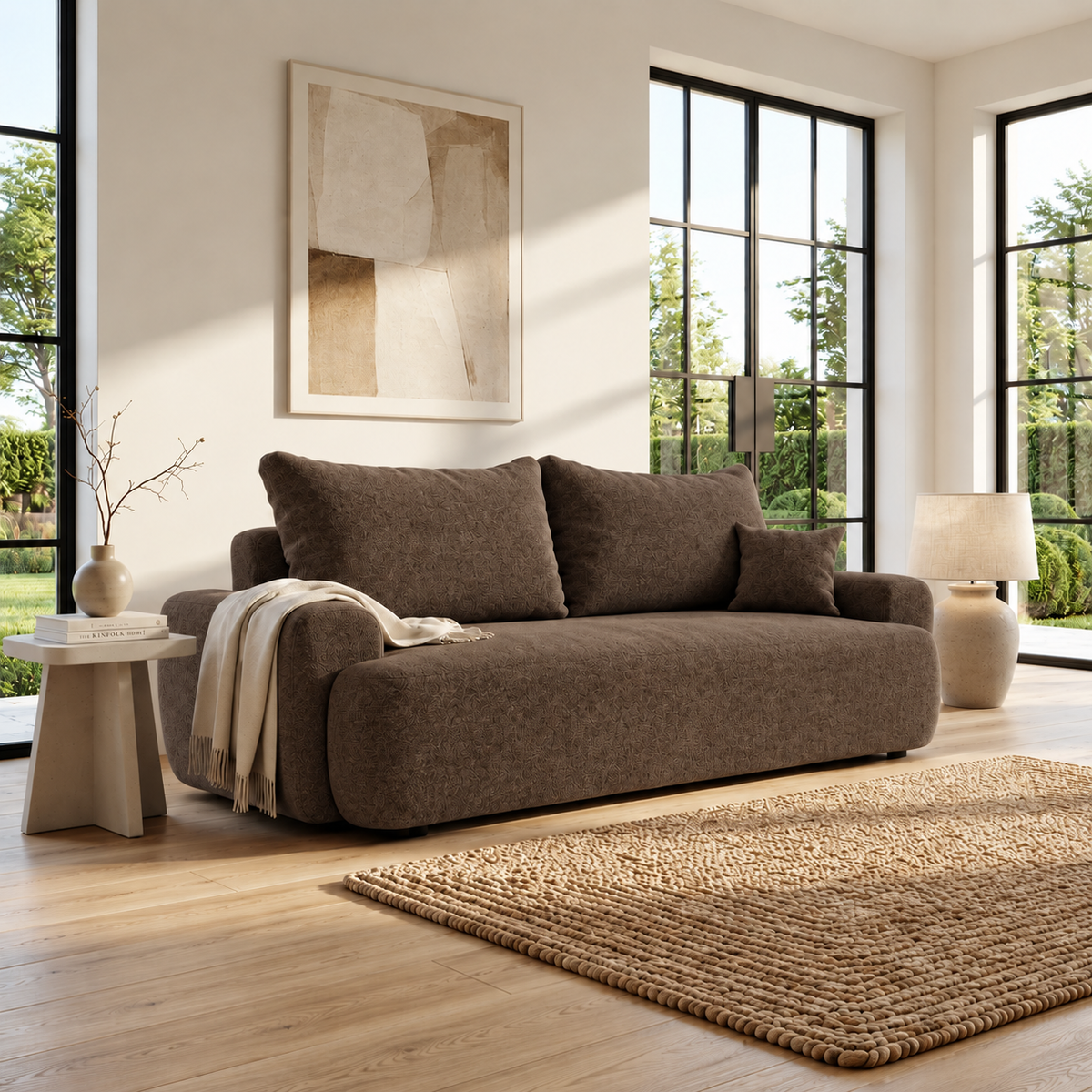 Sofa tapicerowana z funkcją spania BELLA