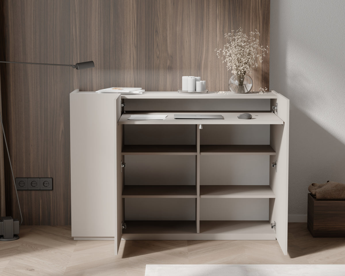 Komoda trzydrzwiowa 2w1 z wysuwanym z biurkiem SMART