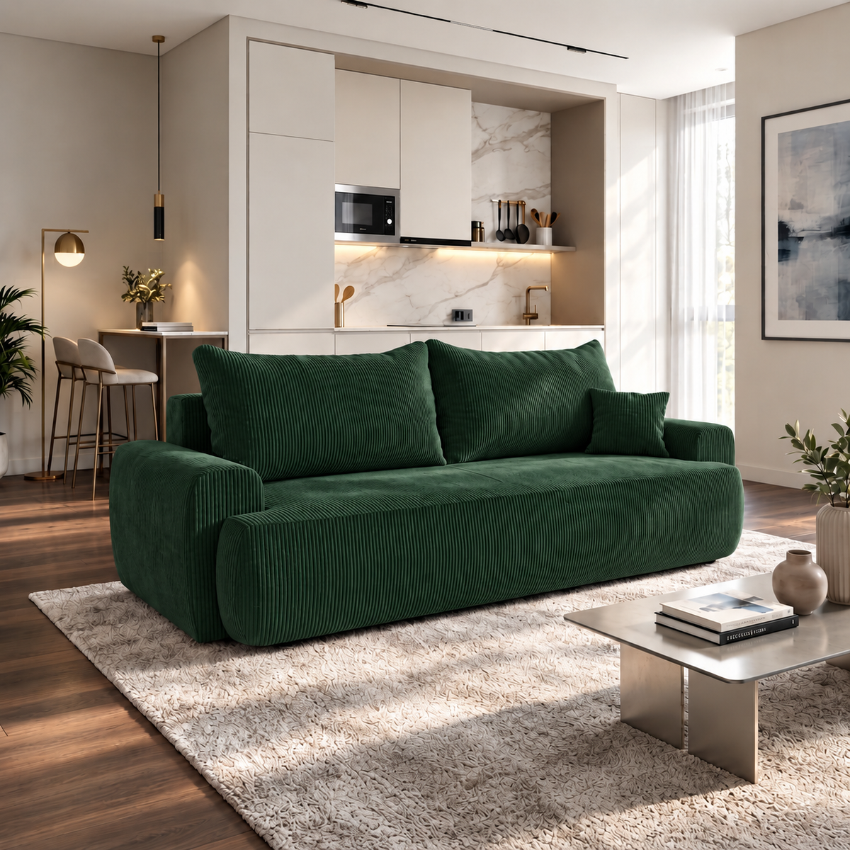 Sofa tapicerowana z funkcją spania BELLA