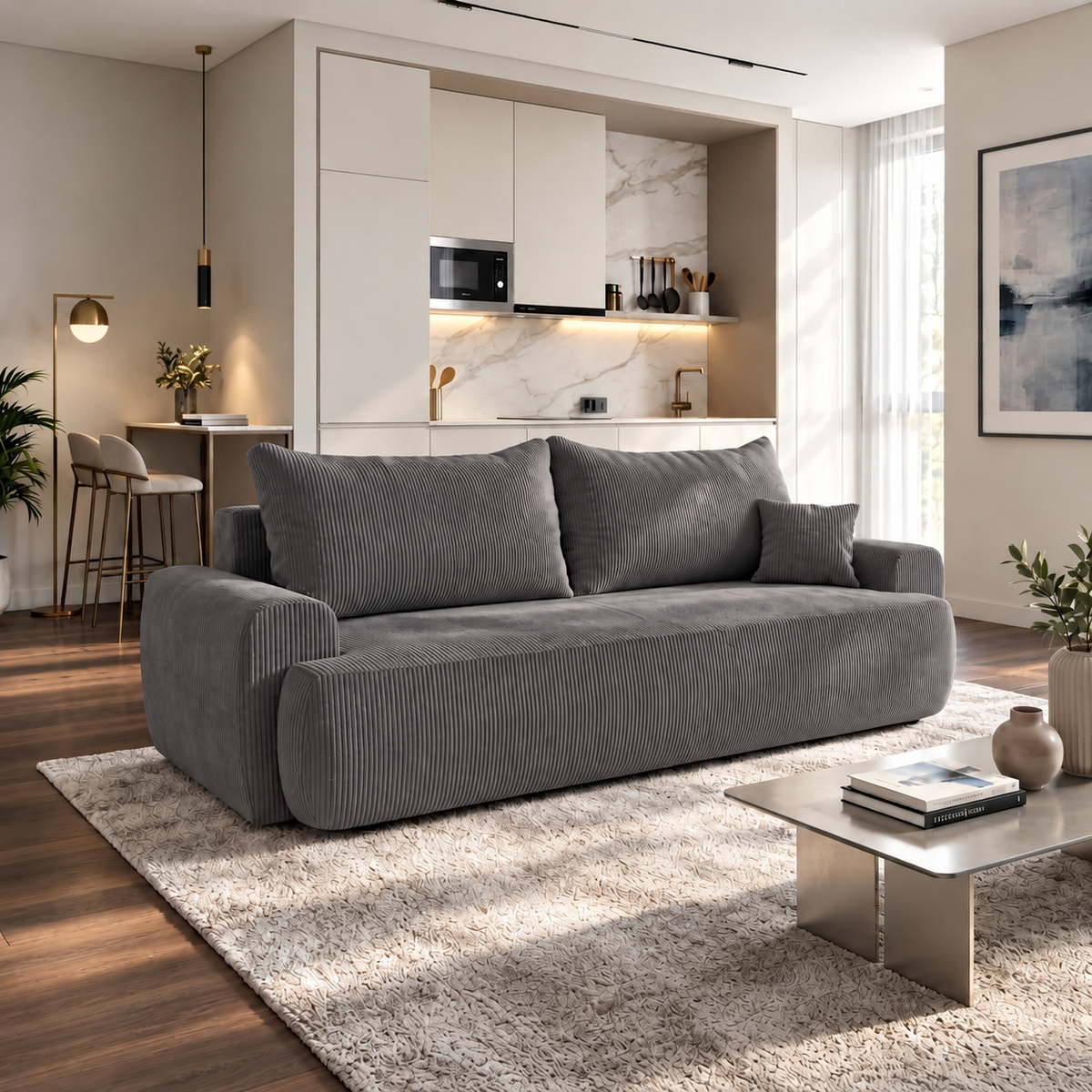 Sofa tapicerowana z funkcją spania BELLA