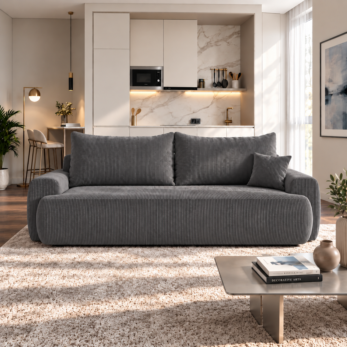 Sofa tapicerowana z funkcją spania BELLA