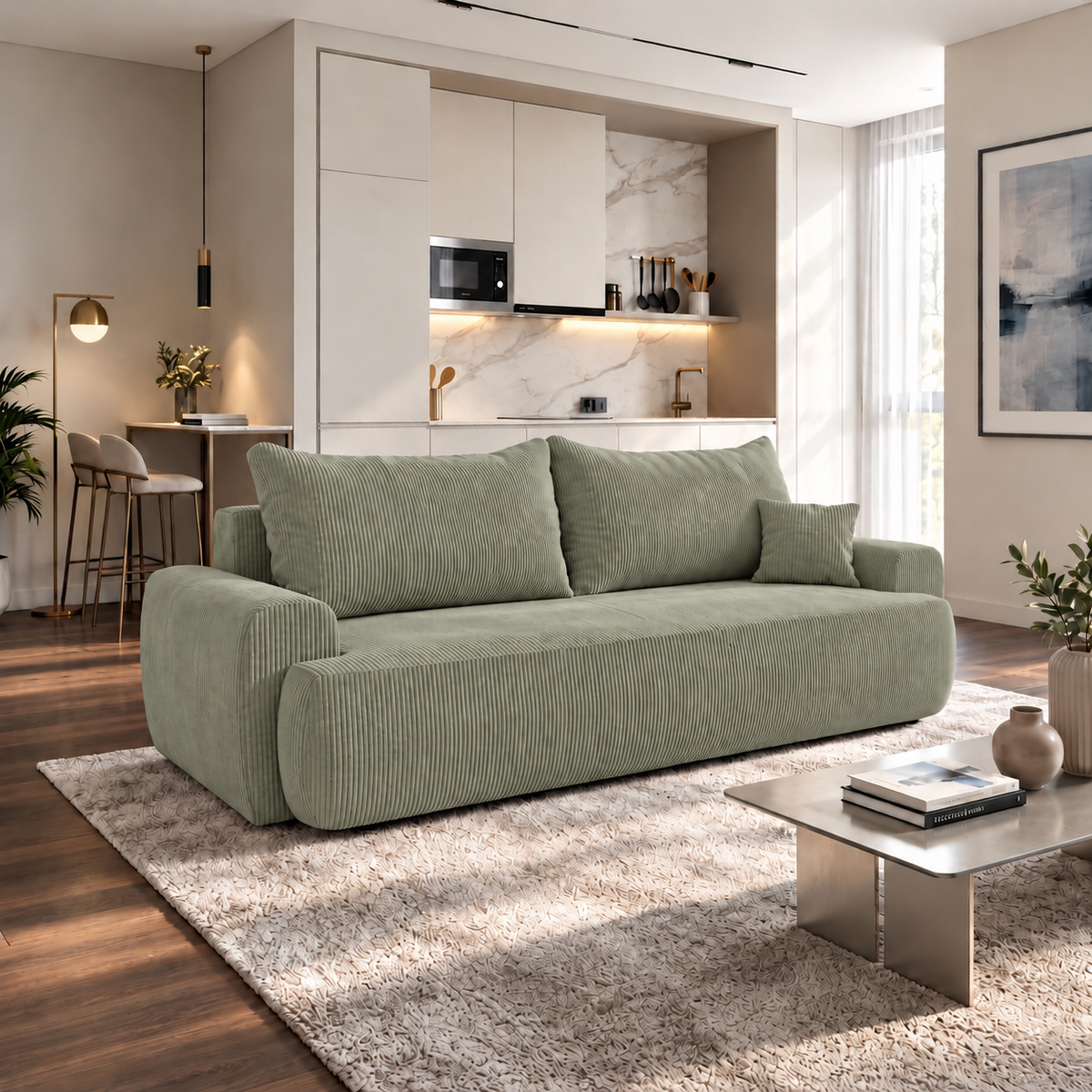 Sofa tapicerowana z funkcją spania BELLA