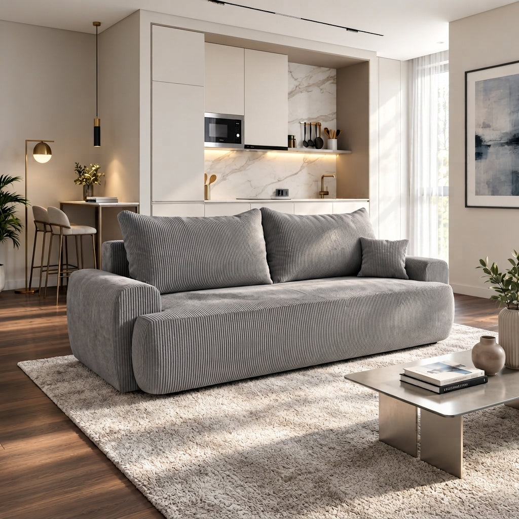 Sofa tapicerowana z funkcją spania BELLA