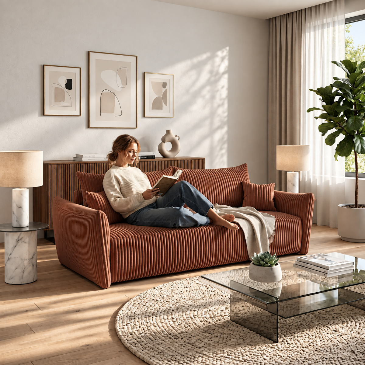 Sofa tapicerowana z funkcją spania SENTO