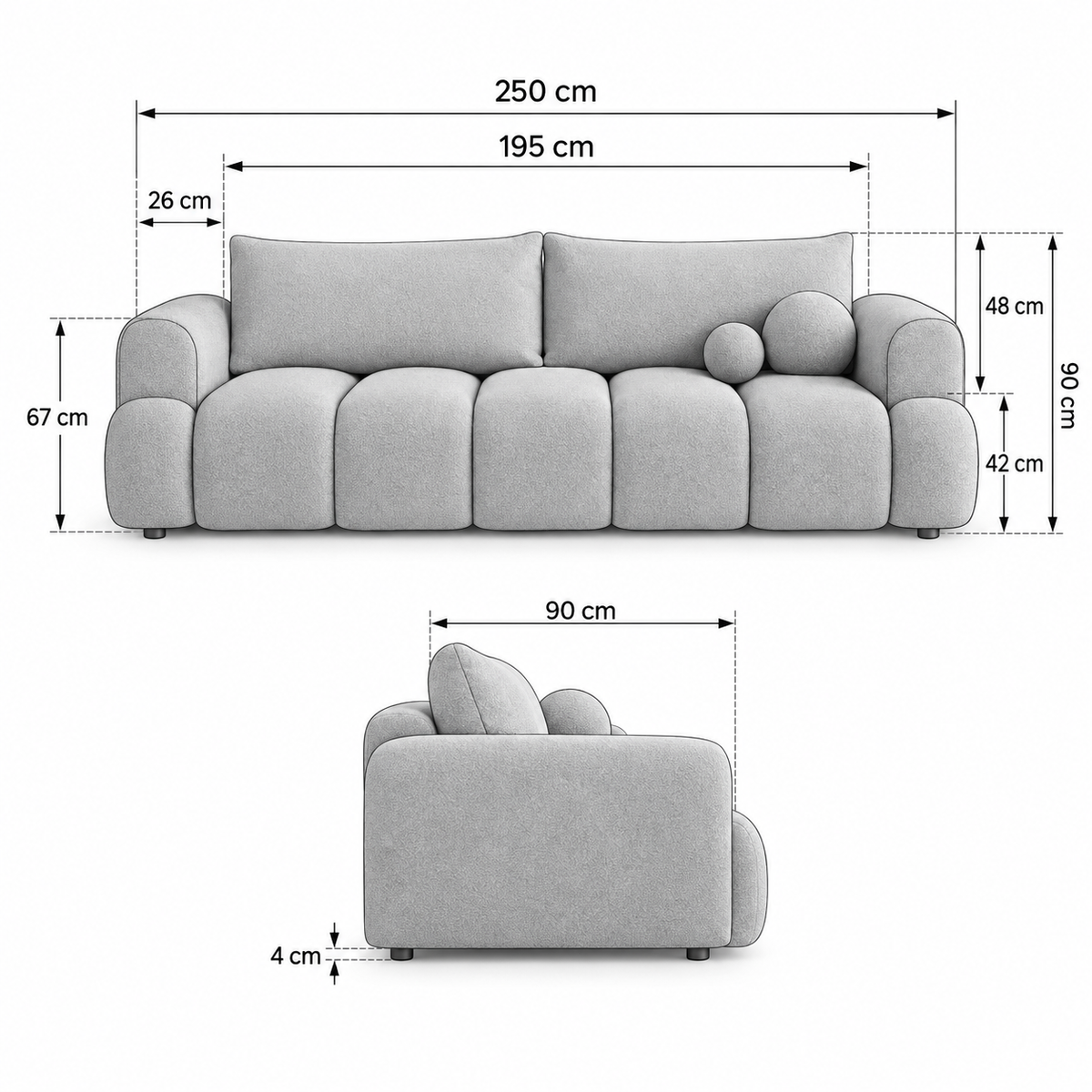 Sofa tapicerowana z funkcją spania SORENTO