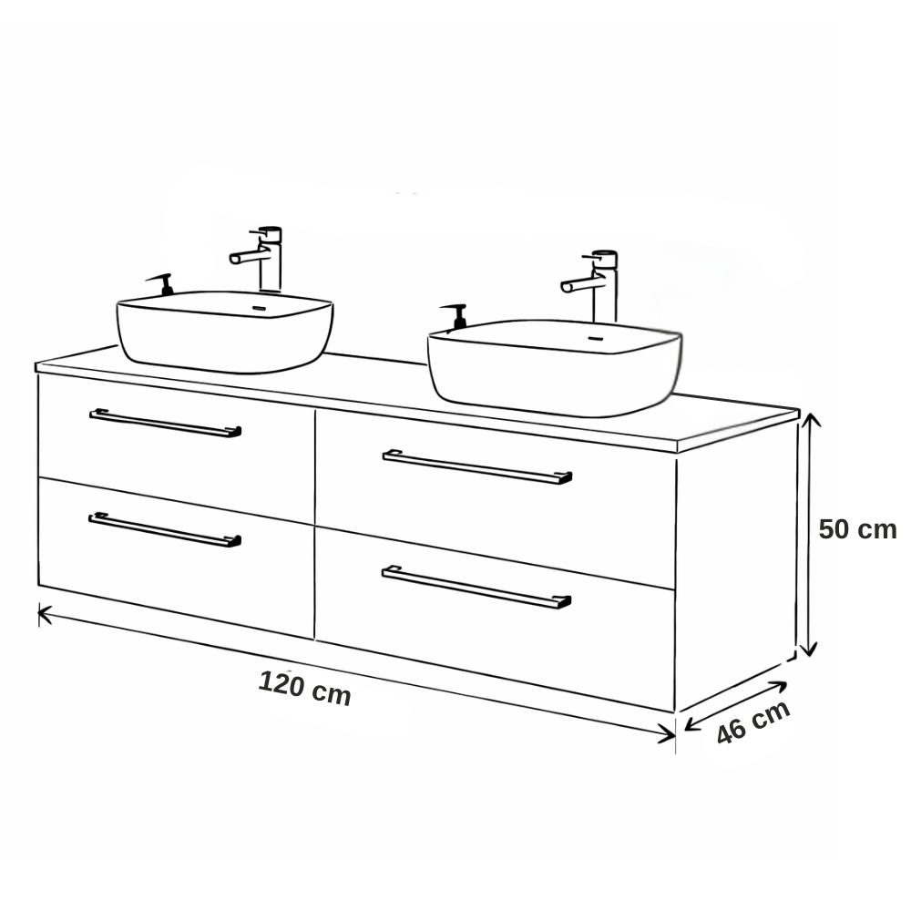 Szafka łazienkowa ONE 120 cm z blatem 4 szuflady