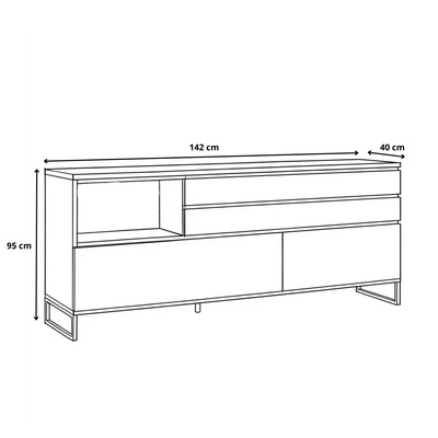 Komoda z szufladami JOVAN 142 cm dąb artisan antracyt