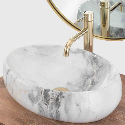 LINDA umywalka nablatowa owalna 48 x 34 cm granit
