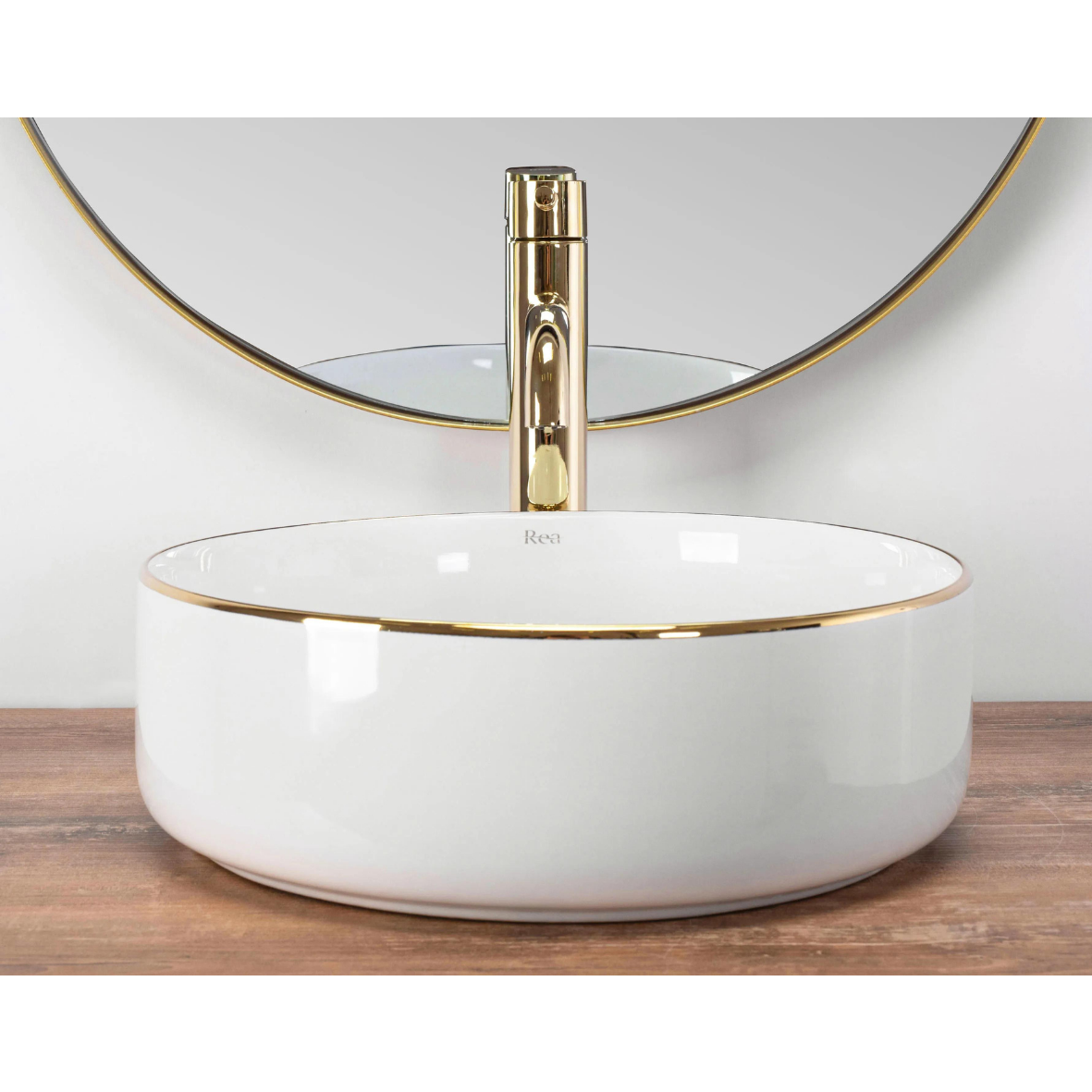 SEMI GOLD EDGE umywalka nablatowa 36 cm biała
