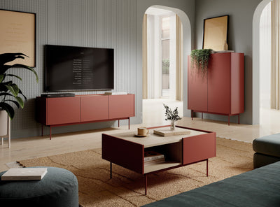 RENO Komoda Wysoka 97cm Ceramic Red