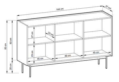 Komoda trzydrzwiowa RENO 144 cm