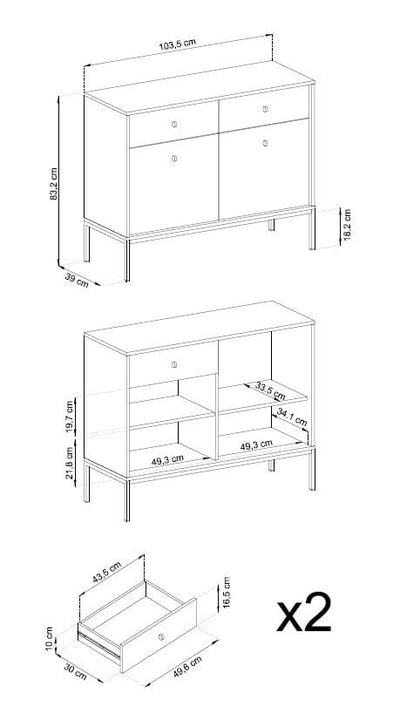 Komoda dwudrzwiowa z szufladami LEMI 103 cm