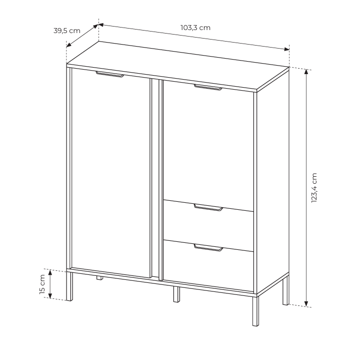 Komoda wysoka LERO 103 cm Antracyt
