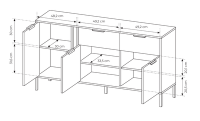 Komoda trzydrzwiowa z szufladami LERO 153cm Antracyt