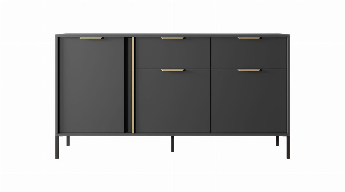 Komoda trzydrzwiowa z szufladami LERO 153cm Antracyt