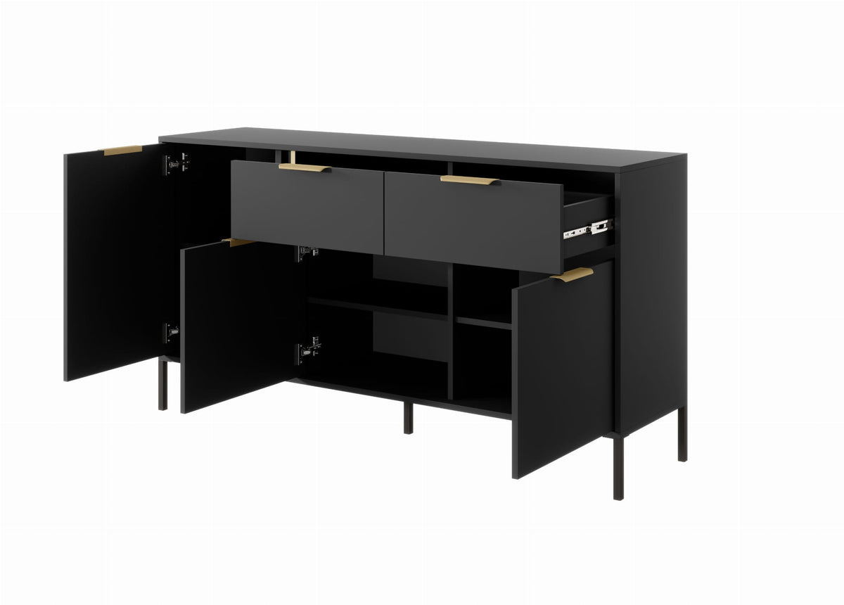 Komoda trzydrzwiowa z szufladami LERO 153cm Antracyt