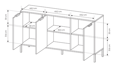Komoda trzydrzwiowa LERO 153 cm Antracyt