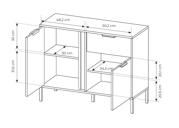 Komoda LERO 103 cm Antracyt