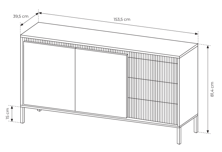 Komoda z szufladami DORAN 153 cm