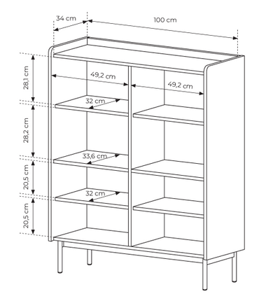 Komoda wysoka ZORA 4D 103 cm Beż/Dąb Scandi