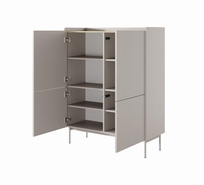 Komoda wysoka ZORA 4D 103 cm Beż/Dąb Scandi