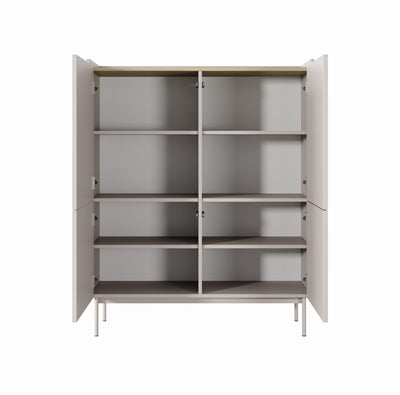 Komoda wysoka ZORA 4D 103 cm Beż/Dąb Scandi