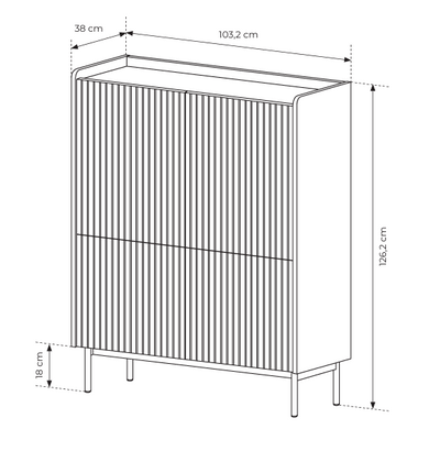 Komoda wysoka ZORA 4D 103 cm Beż/Dąb Scandi
