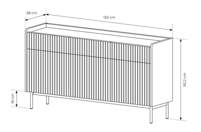 Komoda trzydrzwiowa ZORA 153 cm Beż/Dąb Scandi