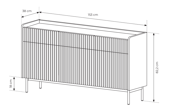 Komoda trzydrzwiowa ZORA 153 cm Beż/Dąb Scandi