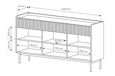 Komoda trzydrzwiowa ZORA 153 cm Beż/Dąb Scandi