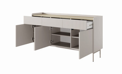 Komoda trzydrzwiowa ZORA 153 cm Beż/Dąb Scandi