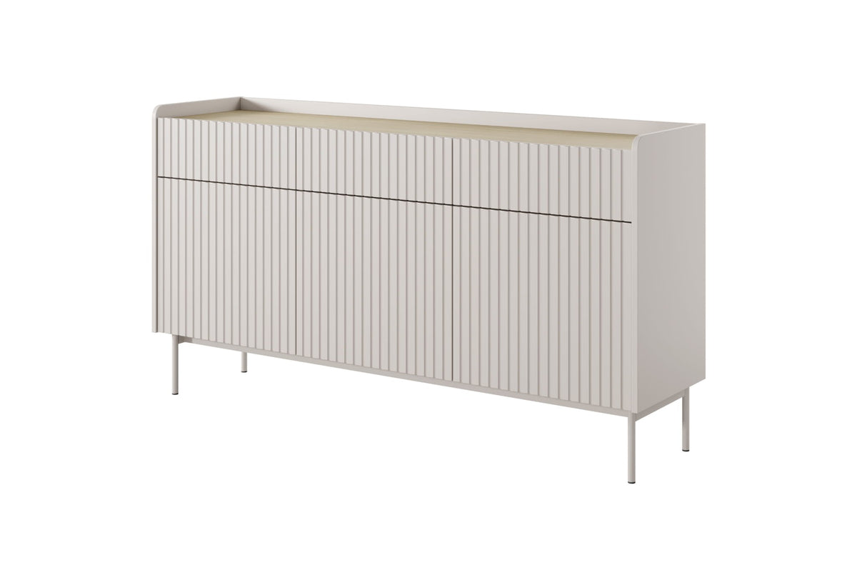 Komoda trzydrzwiowa ZORA 153 cm Beż/Dąb Scandi