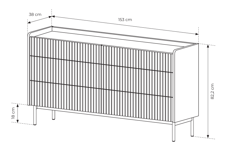 Komoda z szufladami ZORA 153 cm Beż/Dąb Scandi