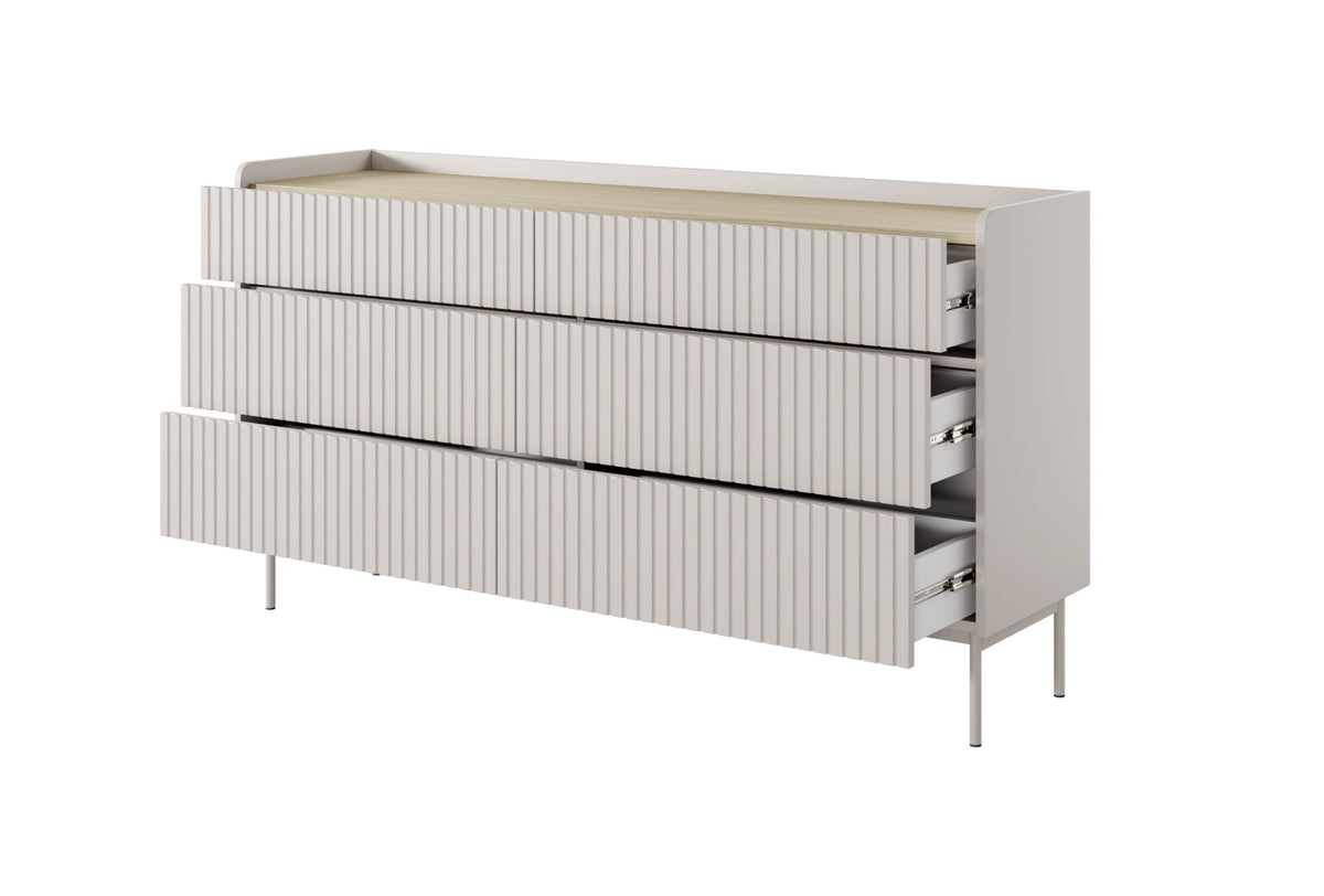 Komoda z szufladami ZORA 153 cm Beż/Dąb Scandi