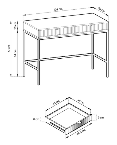 Toaletka kosmetyczna z szufladami VERO 104 cm